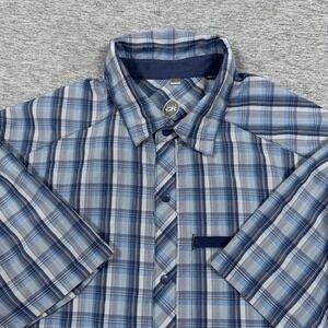 Club Ride Shirt Mens Size Medium Blue Plaid Short Sleeve Cycling Performance